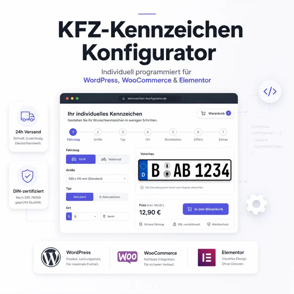 Kfz-Kennzeichen Konfigurator für WordPress