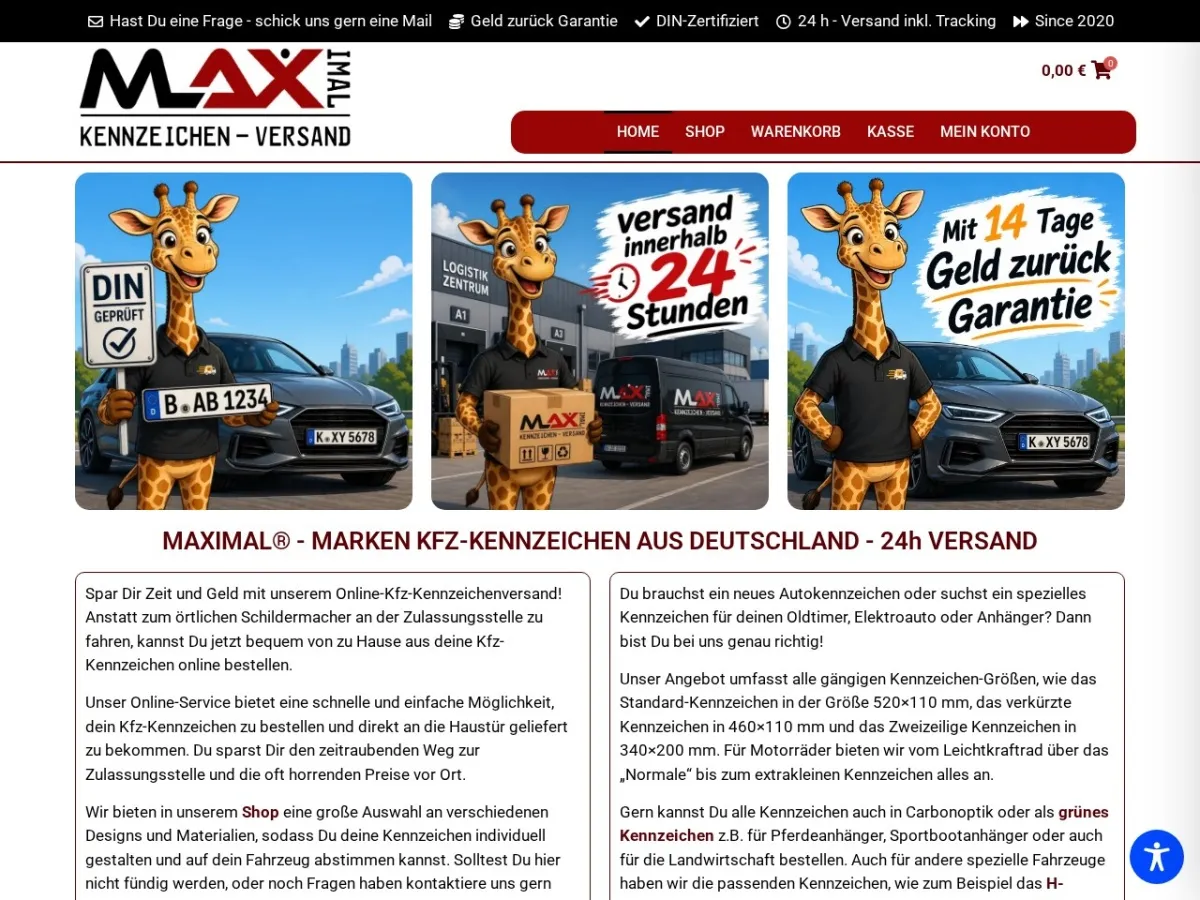 Kfz Kennzeichen Versand